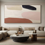 “Blush & Earth Tones” - Black, Pink, Beige, Brown Abstract Minimalist Painting On Canvas PS0656