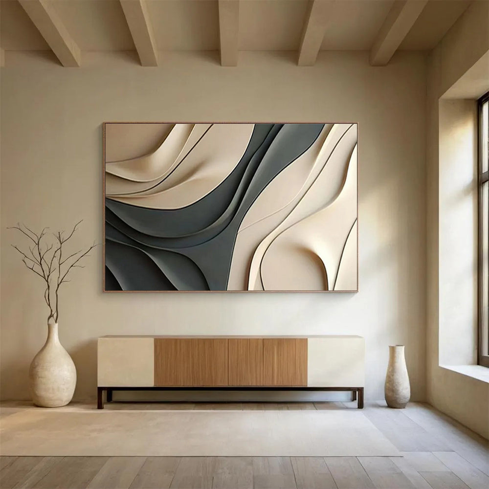 “3D Curved Abstract” - Sculptural Abstract Art On Canvas DKS523