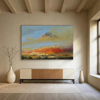 “Vibrant Mountain Sunset in Oranges, Reds & Yellows” - Expressionistic Landscape Painting On Canvas PT042