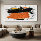 “Black - Orange - Yellow Abstract” - Black, Orange, Yellow Abstract Expressionist Painting PS0607