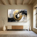 “Gold - Black - White Swirls” - Metallic Accents “Gilded Motion” Painting On Canvas PT1627