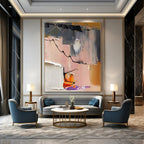 “Pastel Abstract Fusion - Soft Shapes & Delicate Lines” Painting On Canvas DS270