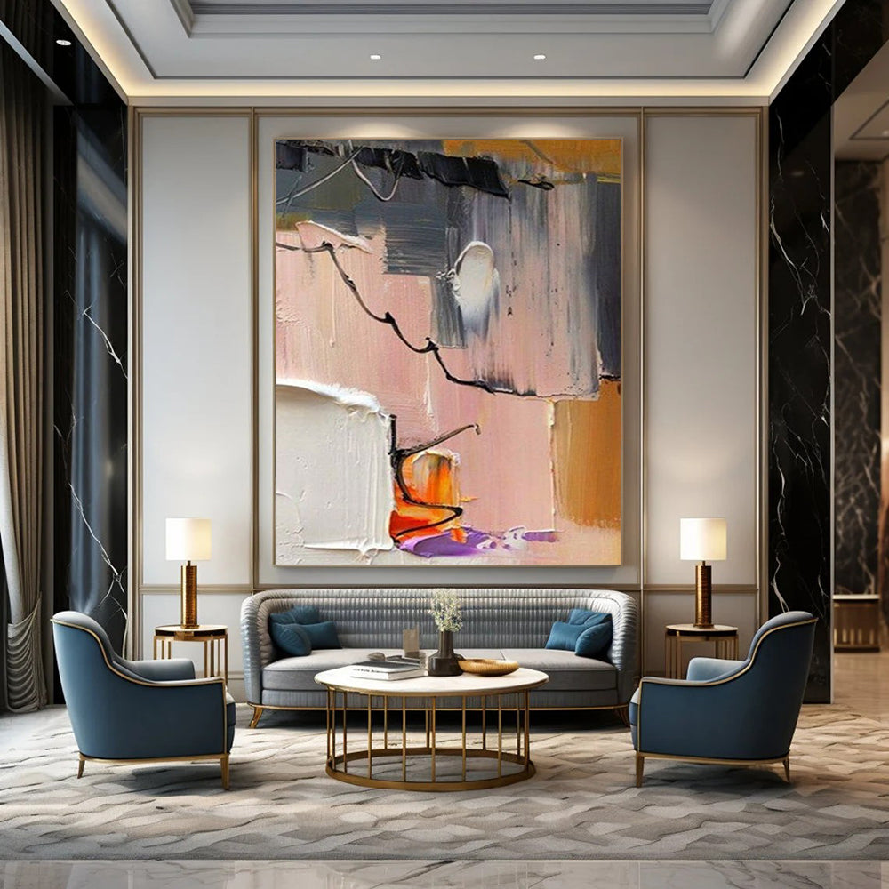 “Pastel Abstract Fusion - Soft Shapes & Delicate Lines” Painting On Canvas DS270