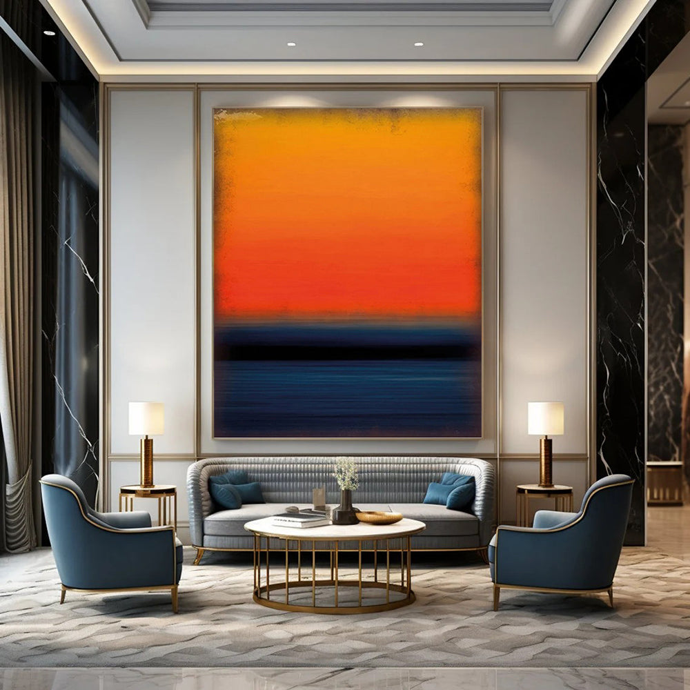 “Orange - Red Horizon” - Minimalist, Sunset - Inspired Painting On Canvas PT1601