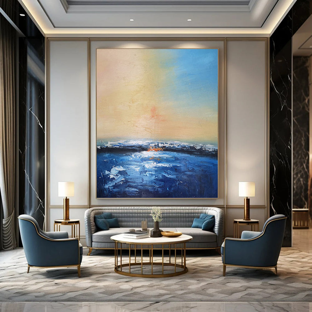 “Sunset - Sea Abstract” - Impressionist Seascape Painting On Canvas PT1324