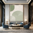 “Green and White Geometric Textures” - Modern, Abstract Painting On Canvas PT1488