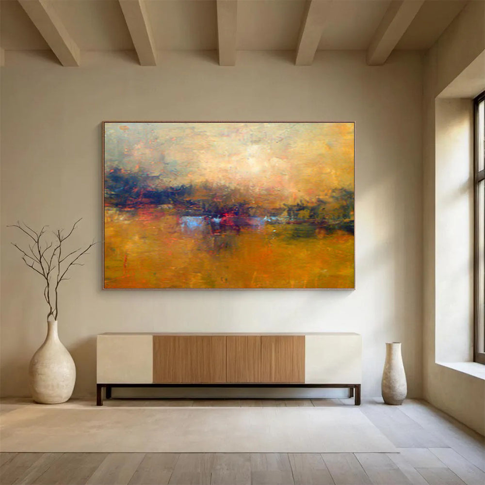“Golden Hour Abstract” - Warm - toned Landscape Painting On Canvas DKS399