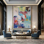 “Pastel Abstract Fusion” - Abstract, Soft - Colored Painting On Canvas PT1579