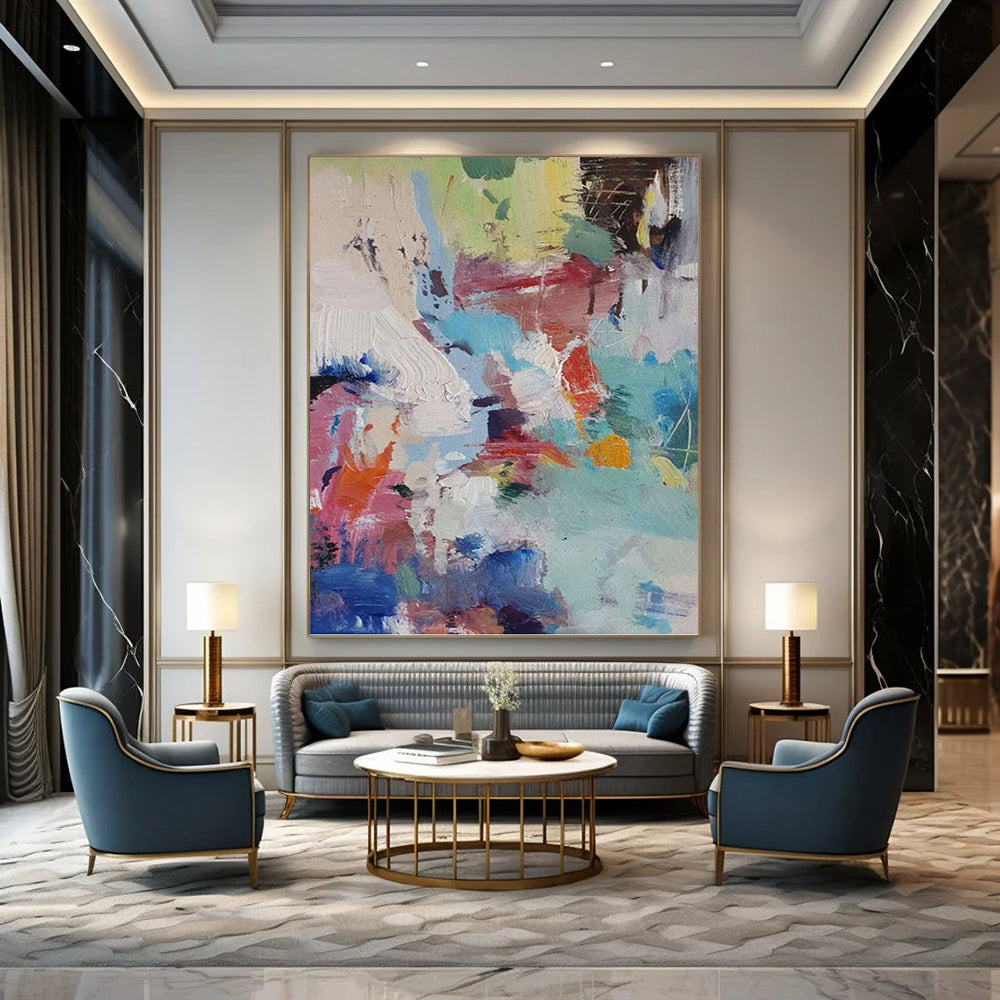 “Pastel Abstract Fusion” - Abstract, Soft - Colored Painting On Canvas PT1579