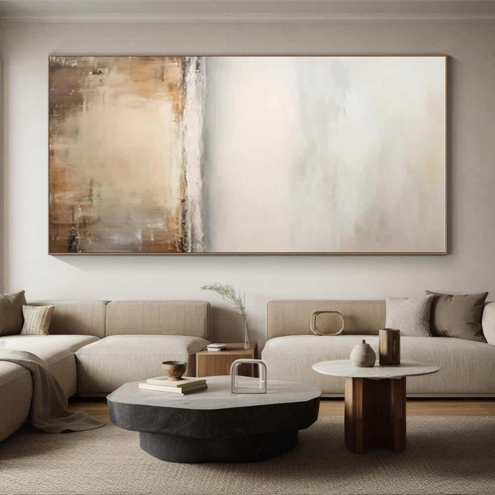 “Beige - Grey Abstract Serene Horizon” Painting On Canvas PS0842