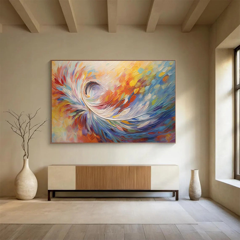 “Colorful Impasto Swirl” - Impasto Abstract Painting On Canvas DKS870