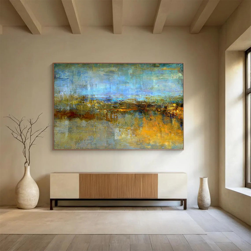 Blended Horizon Abstract - Soft - edged Landscape Painting On Canvas DKS372