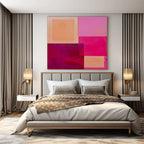 Orange, Pink, Peach with Overlapping Rectangles "Warm Layers" Abstract Painting On Canvas PS1480