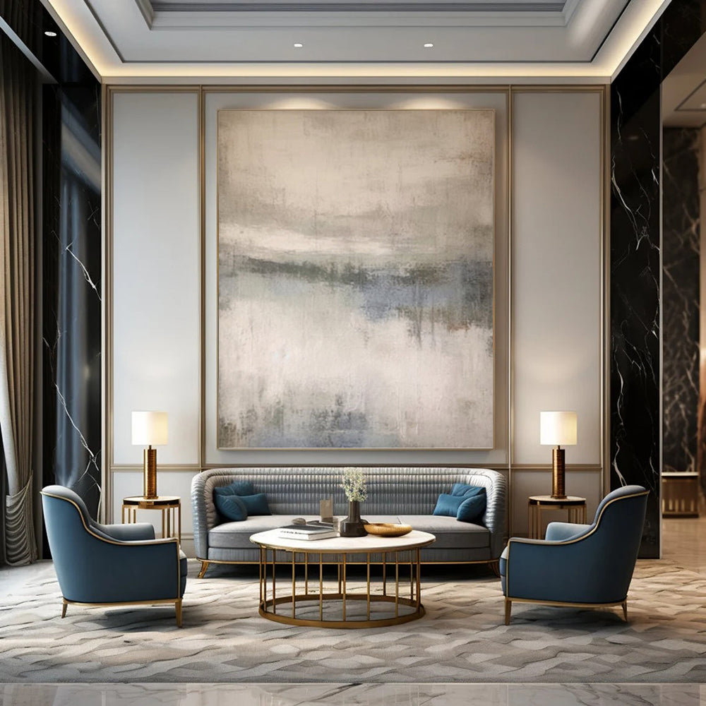 “Gray - Toned Misty Landscape” - Landscape, Atmospheric - Styled Painting On Canvas PT1667