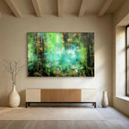 “Lush Green - Blue Forest Abstract” - Textured Oil Painting on Canvas DKS921