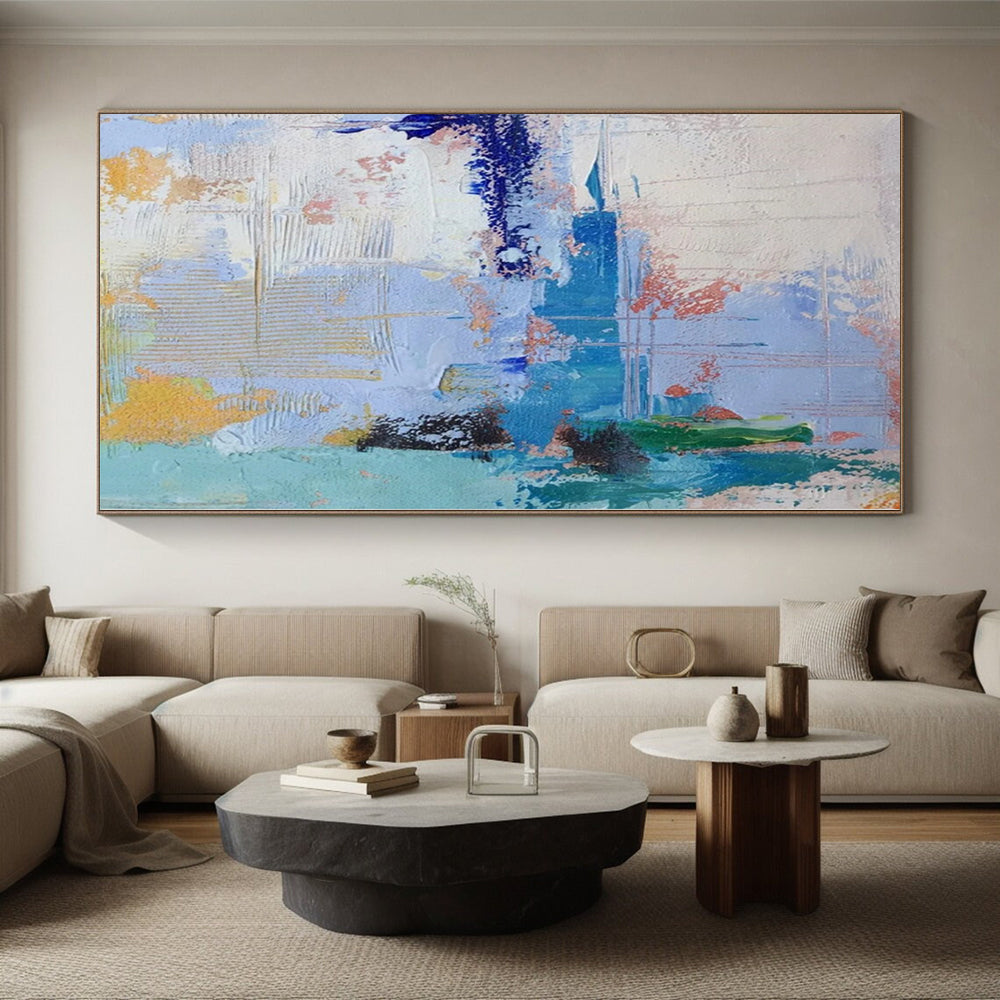 “Blue - Orange Abstract Fusion” - Vibrant Abstract Painting On Canvas PS0222