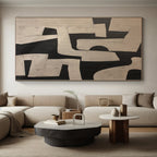 “Black - White Geometric Abstract” - Bold Abstract Painting On Canvas PS0100