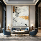 “Abstract in Gray, White & Orange” - Abstract - Inspired Contemporary Painting On Canvas PT1438