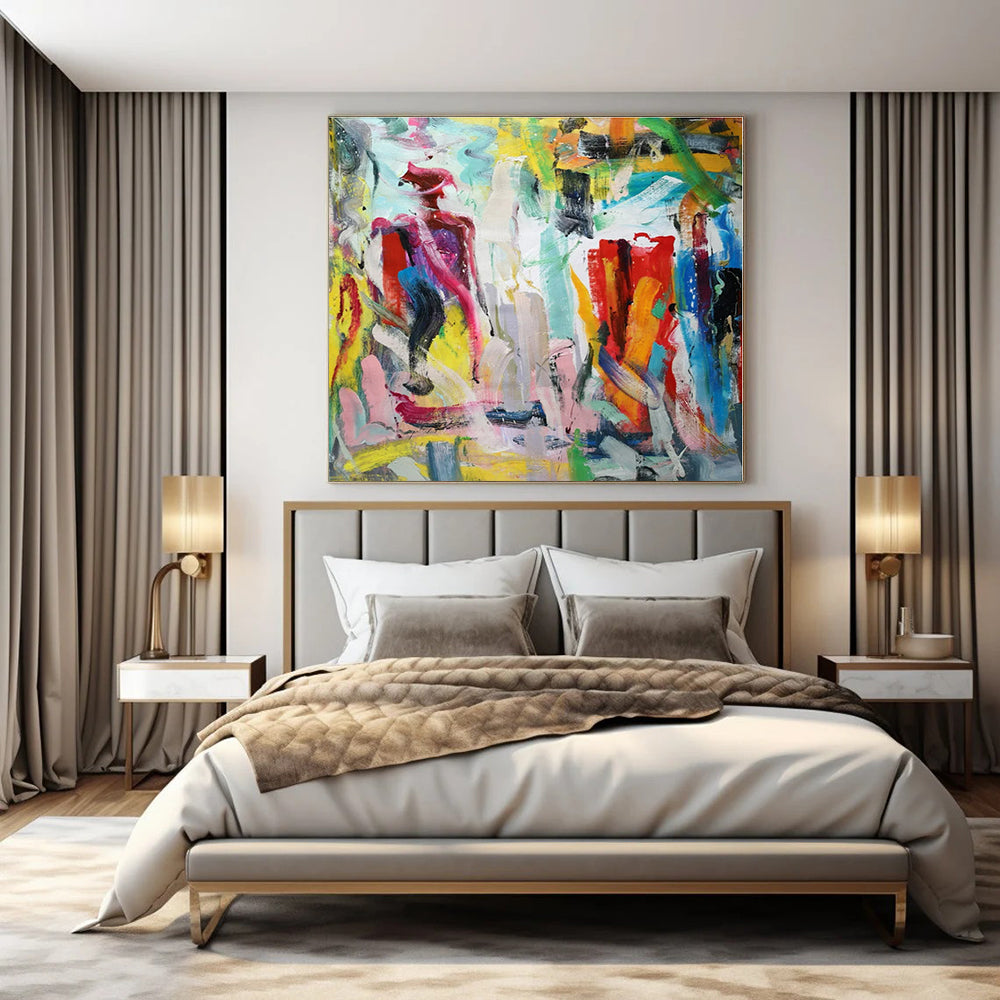 Colorful Abstract Figure in a Vivid Background "Vivid Spirit" Abstract Painting On Canvas PS1324