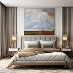 Blue, Gray, Green and Brown with Textured Layers "Subtle Horizon" Abstract Landscape Painting On Canvas PS1140