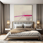 Light Pink, Gray, and Magenta Lines "Subtle Splash" Abstract Line - Based Painting On Canvas PS1045