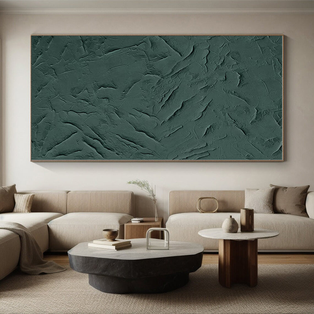“Dark Green Textured Surface” - Textured Abstract Painting On Canvas PS0430