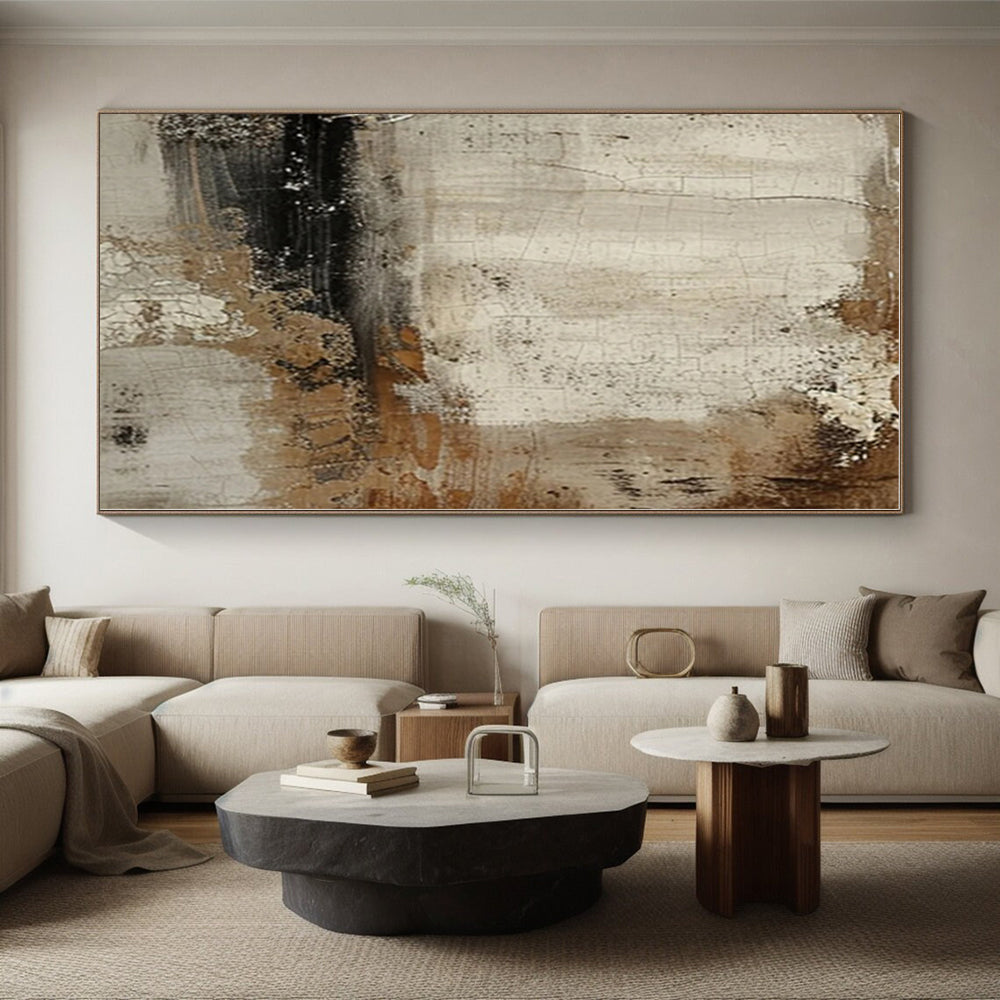 “Beige - Brown Textured Abstraction” - Beige, Brown Abstract Textured Painting On Canvas PS0551