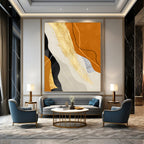 “Orange and Gold Abstract Flow” - Abstract, Warm - Colored Painting On Canvas PT1517