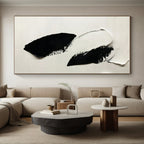 “Bold Black - White Strokes” - Black, White Abstract Minimalist Painting On Canvas PS0710