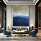 “Gradient Blue Abstract Sea” - Abstract, Ethereal - Themed Painting On Canvas PT1559