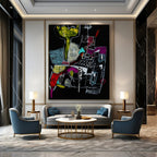 “Neon Abstract on Black” - Bold Night - Inspired Abstract Painting On Canvas DS294