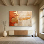 “Orange, Gold, and Gray Abstract Textures” - Expressive Abstract Painting On Canvas PT094