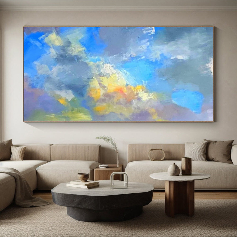 “Blue - Gray Abstract Clouds” - Serene Abstract Painting On Canvas PS0223