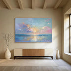Vibrant Seaside Sunset - Impressionistic Seascape Painting On Canvas DKS363
