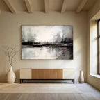 Black and White Abstract Reflection Modern Abstract Painting On Canvas DKS153