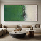 “Misty Green Field” - Green, Gray, Purple Abstract Landscape Painting On Canvas PS0645