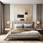 “Beige - Black - Brown Geometric” - Subtle Abstract Painting On Canvas PS0159