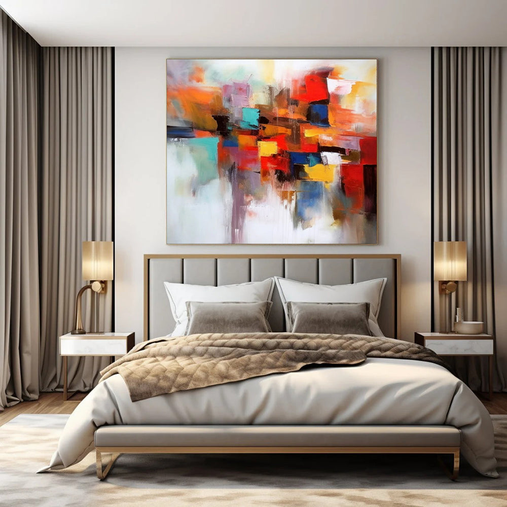 Colorful Block Abstract, "Vibrant Fusion" – Abstract Cubist - Inspired On Canvas PS0925