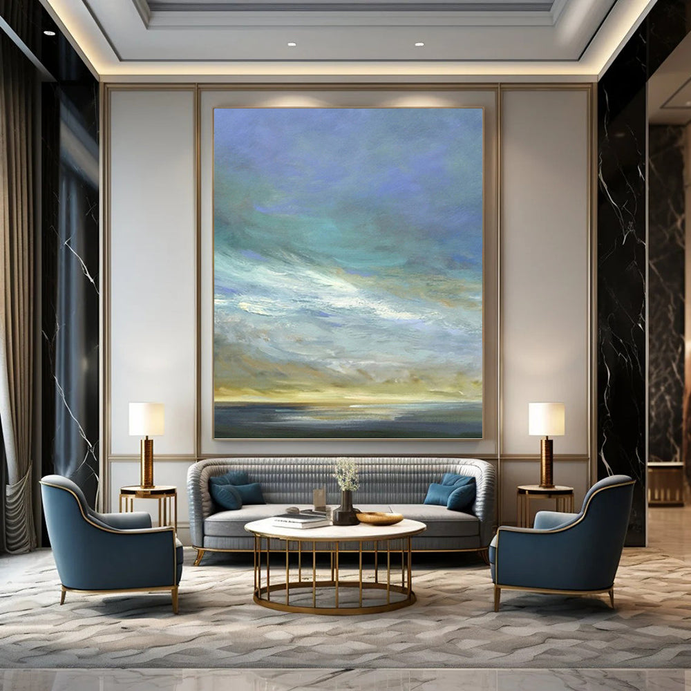 “Sky and Sea Variation: Soothing Impressionistic Art” - Calming Coastal Art On Canvas PT0954