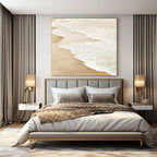 Beige and White Textured "Beach Foam" Impasto Abstract Painting On Canvas PS1101