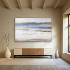 Blue and Gold Coastal Abstract Minimalist Seascape Painting On Canvas DKS135