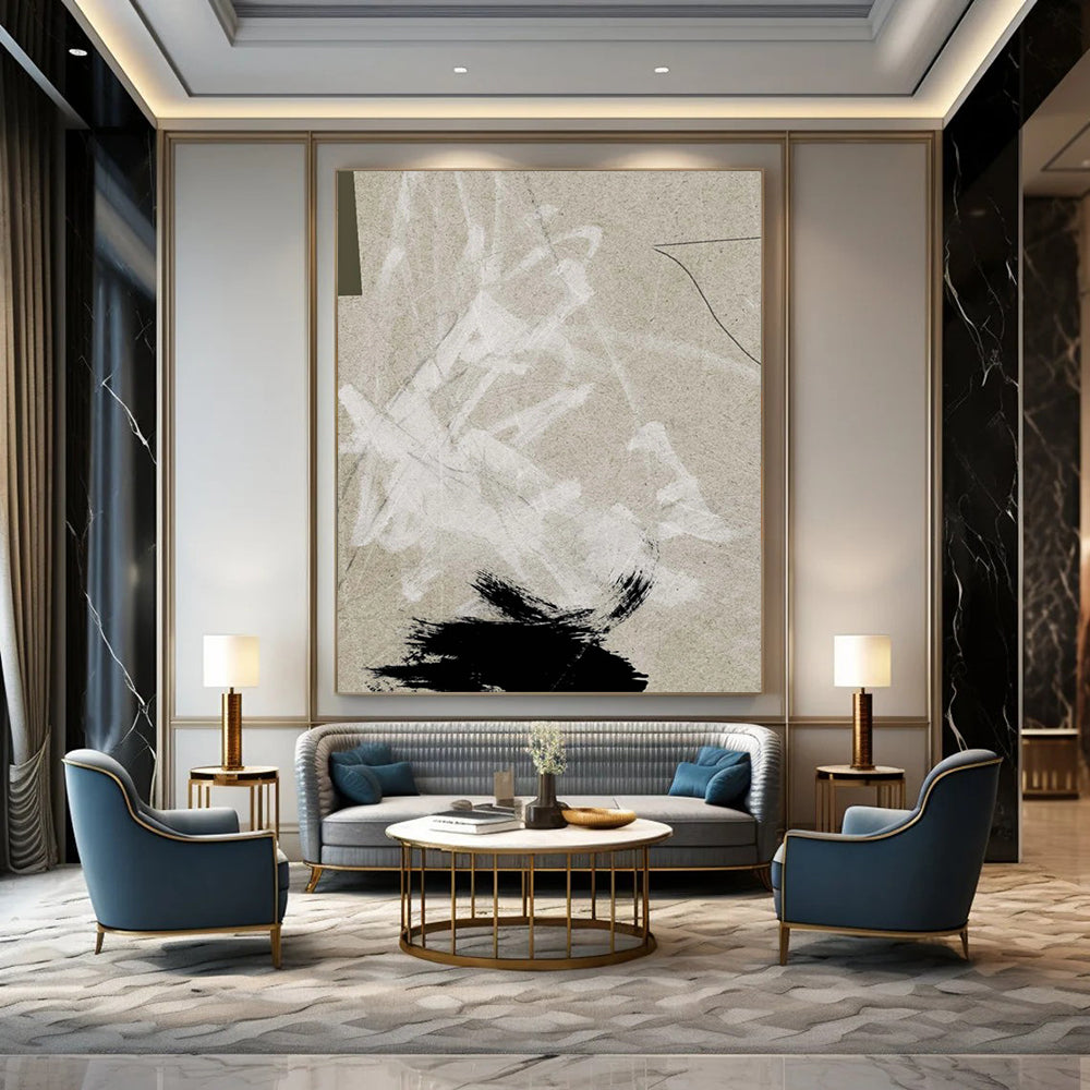 “Beige - Toned Textured Abstract” - Subtle Marks on a Neutral Base Painting On Canvas DS237