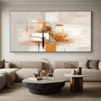Beige, Orange & Grey Abstract Lines Painting On Canvas PS0823