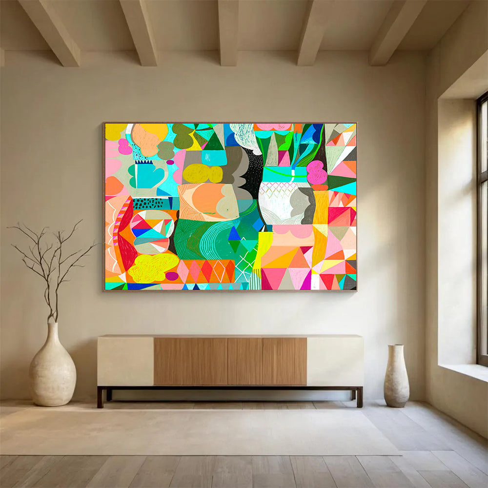 Colorful Geometric Abstract Painting On Canvas DKS065