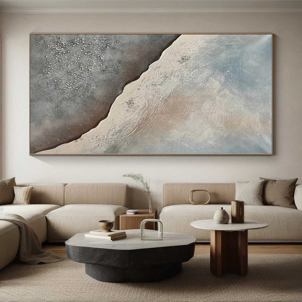 “Textured Coastal Abstract Landscape” - Minimalist Landscape Painting On Canvas PS0323