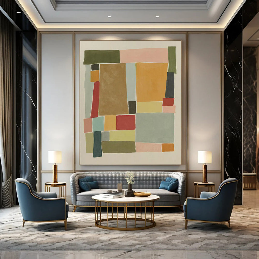 “Colorful Geometric Shapes: Playful Abstract” - Cheerful Modern Art On Canvas PT0964