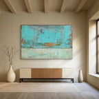 “Turquoise - Toned Abstract Cityscape” - Urban Abstract Painting On Canvas PT1583
