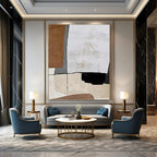 “Neutral Geometric Abstract” - Abstract, Structured Painting On Canvas PT1520