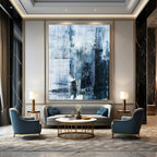 “Blue - Gray Abstract Cityscape” - Abstract Urban Painting On Canvas PT2343