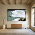 “Dynamic White and Green Abstract” - Expressive Abstract Painting On Canvas PT133